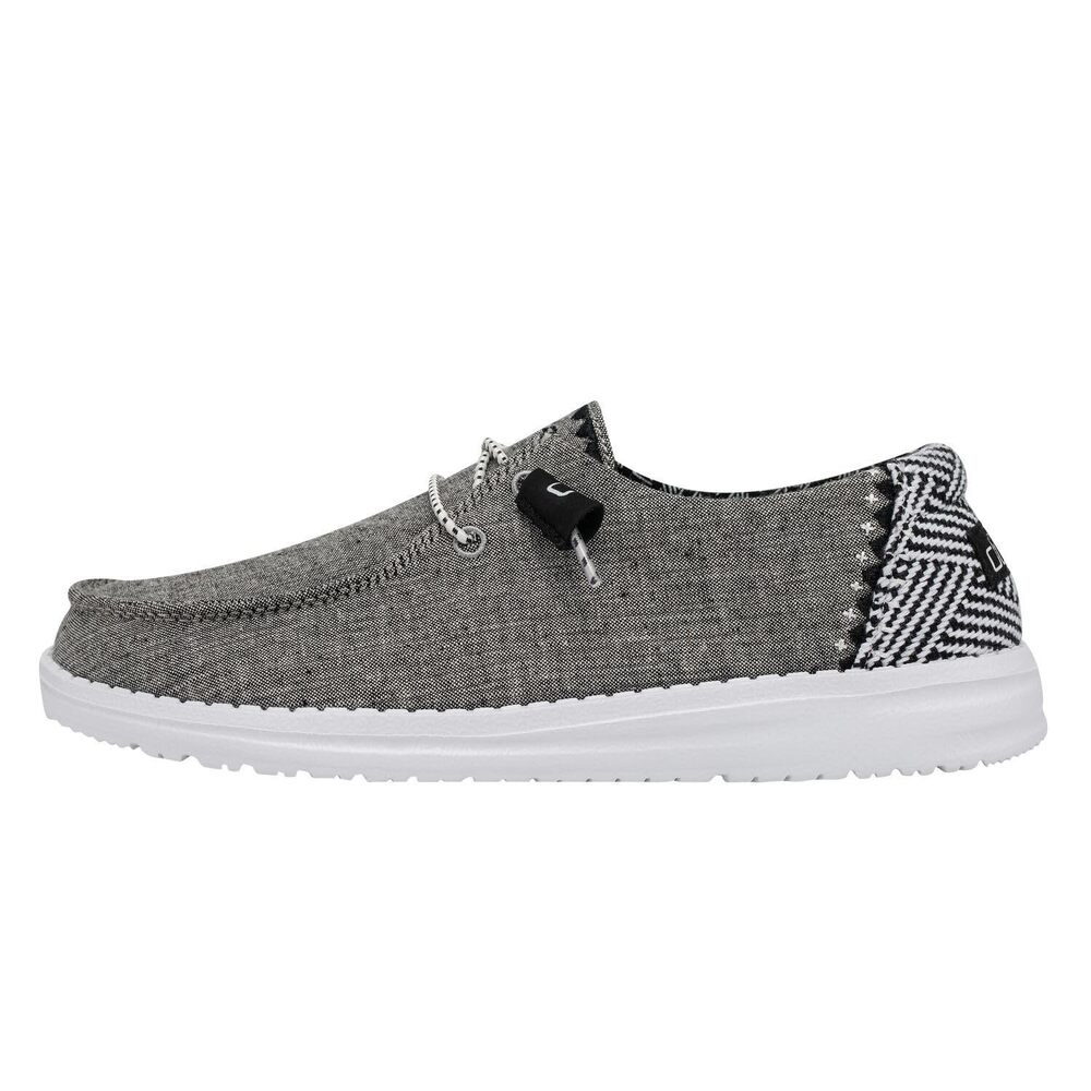 HEYDUDE Women's Wendy Chambray Chambray Onyx Size 8 - Women’s, Black, Size 8